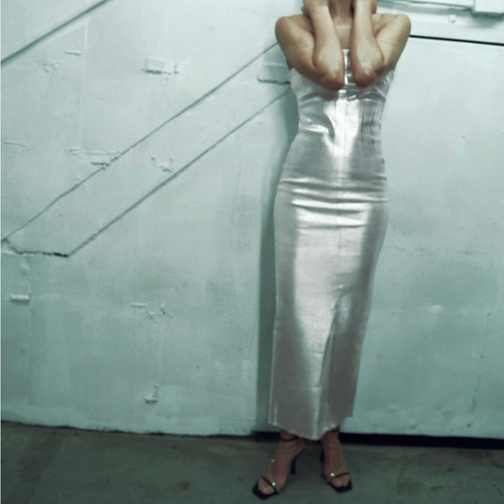New with tags, sold out Metallic Zara dress